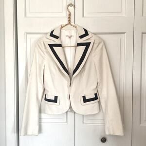 Alice & Olivia White & Black Trim Corduroy Button Front Blazer Jacket Size S